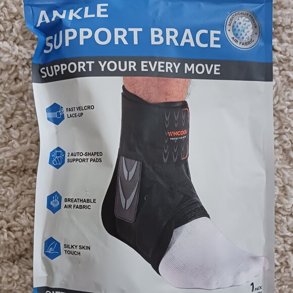WHCOOL Ankle Support Brace PRO-1006 Support Pads Breathable Lace-Up Size Medium - Picture 1 of 7